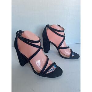 NWT Antonio Melani Hazlyn Dressy Satin Navy Blue Rhinestone Strappy Sandals 9.5M